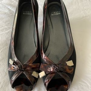 Stuart Weitzman Tofutti Faille Peep Toe Tortoise